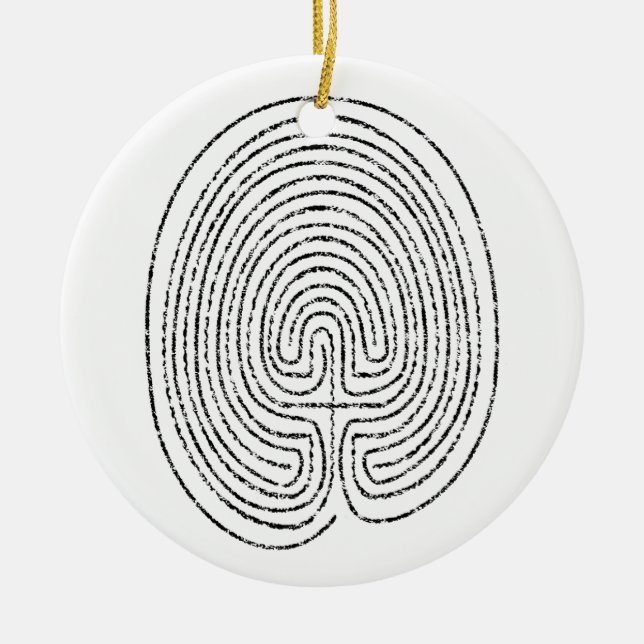 Thumbprint Labyrinth Ceramic Ornament (Front)