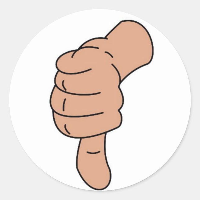Thumbs down classic round sticker (Front)