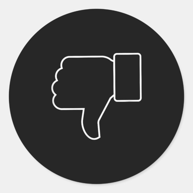 Thumbs Down, Funny, Jokes, Sarcastic  Classic Round Sticker (Front)