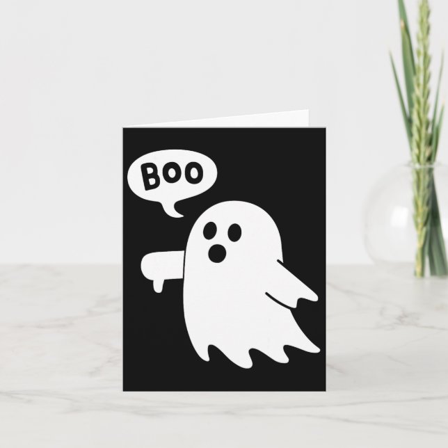 Thumbs Down Ghost Screaming Boo Disapproval Ghost  Card (Front)