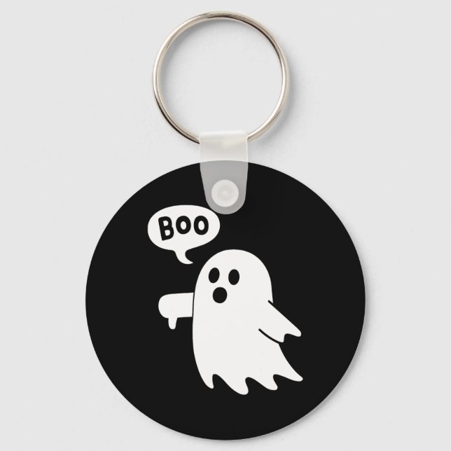 Thumbs Down Ghost Screaming Boo Disapproval Ghost  Key Ring (Front)