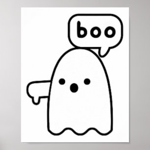 Thumbs Down Ghost Screaming Boo Disapproval Ghost  Poster