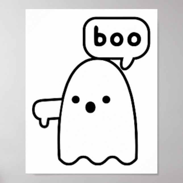 Thumbs Down Ghost Screaming Boo Disapproval Ghost  Poster (Front)