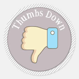 Thumbs Down Hand Purple Classic Round Sticker