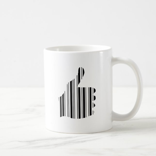 THUMBS UP BAR CODE Thumb Gesture Pattern Design Coffee Mug (Right)