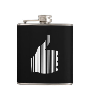 THUMBS UP BAR CODE Thumb Gesture Pattern Design Hip Flask