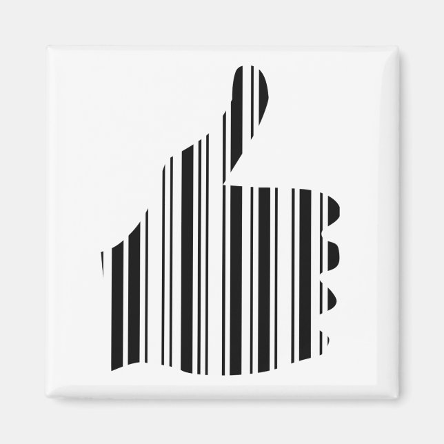 THUMBS UP BAR CODE Thumb Gesture Pattern Design Magnet (Front)