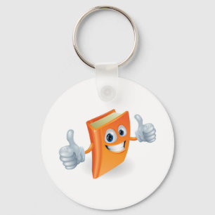 Thumbs up book cartoon character key ring