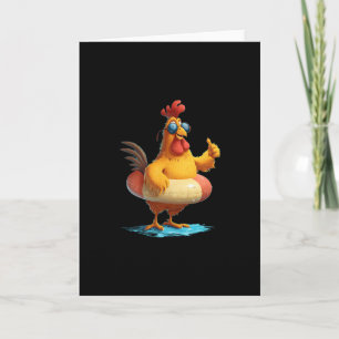 Thumbs Up Chicken In Holiday Pool Ring Costume  Card