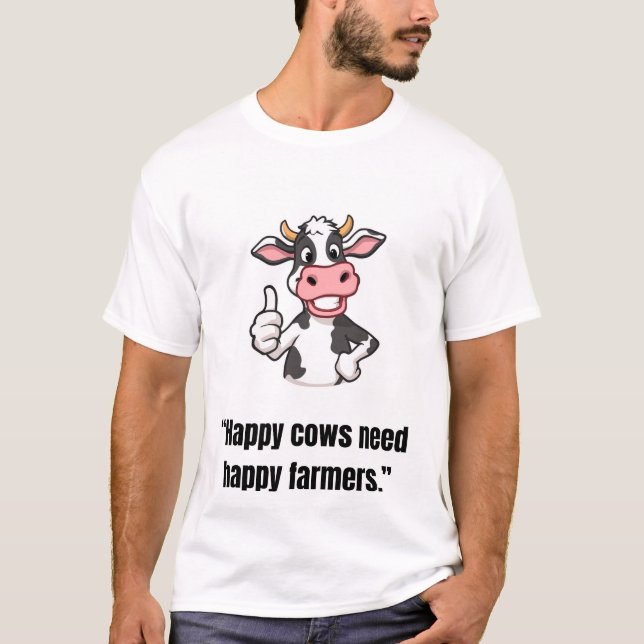 Thumbs Up Cow – Funny Cartoon Tee (Front)