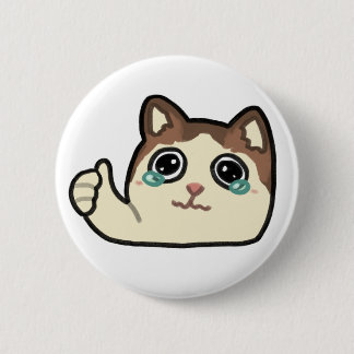 thumbs up crying cat 6 cm round badge
