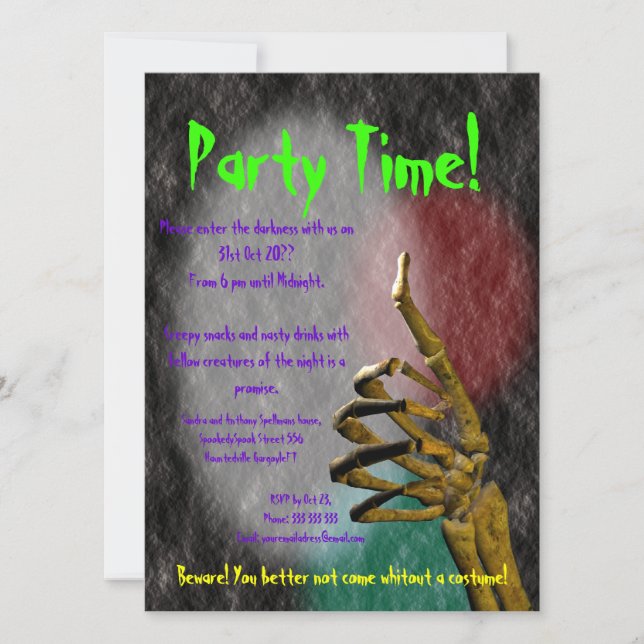 Thumbs up Disco Theme Invitation (Front)