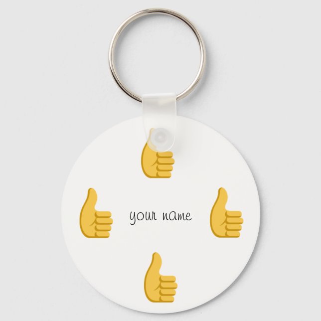 Thumbs up Emoji and '' Your Name Here " Key Ring (Front)