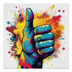 Thumbs Up Explosion – Bold and Playful Pop Art Poster