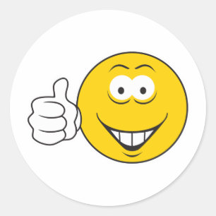 Thumbs Up Face Classic Round Sticker
