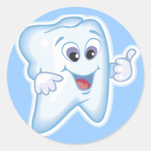 Thumbs up for dental hygiene! classic round sticker