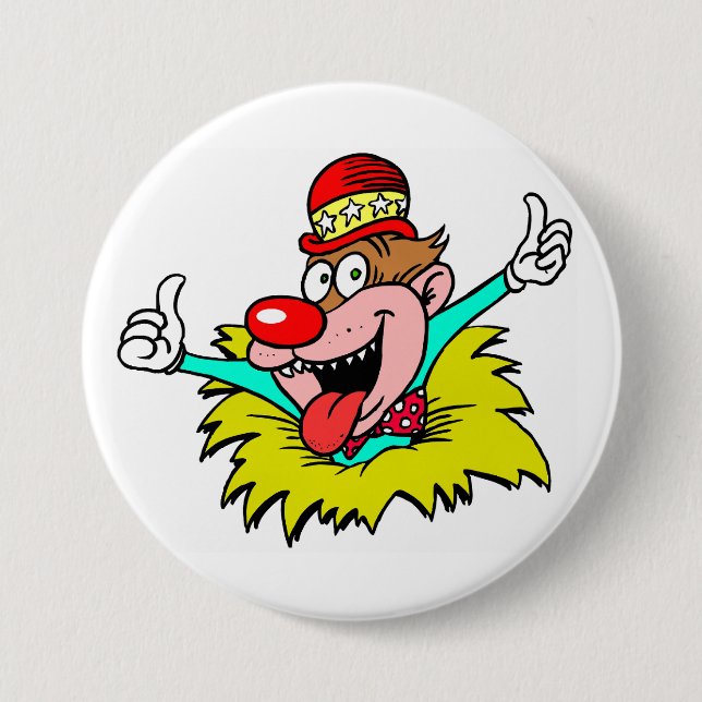 Thumbs Up, fun clown, 7.5 Cm Round Badge (Front)