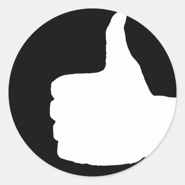 Thumbs Up Gesture, Black Back Classic Round Sticker (Front)