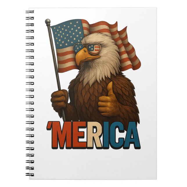 Thumbs Up Merica Eagle Funny and Patriotic Notebook (Front)