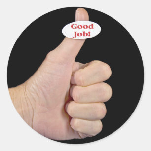 Thumbs Up on black Classic Round Sticker