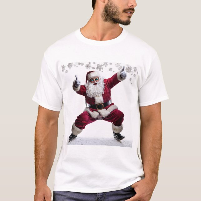 Thumbs-Up Santa – Festive Swagger in Shades T-Shirt (Front)