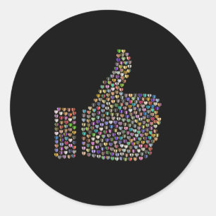 Thumbs Up Silhouette, prismatic, Classic Round Sticker