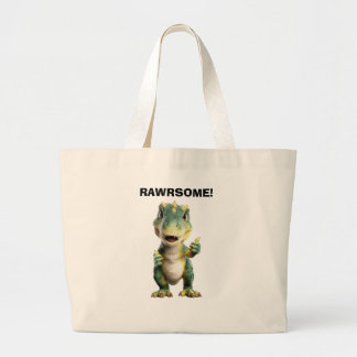 Thumbs Up T Rex Large Tote Bag