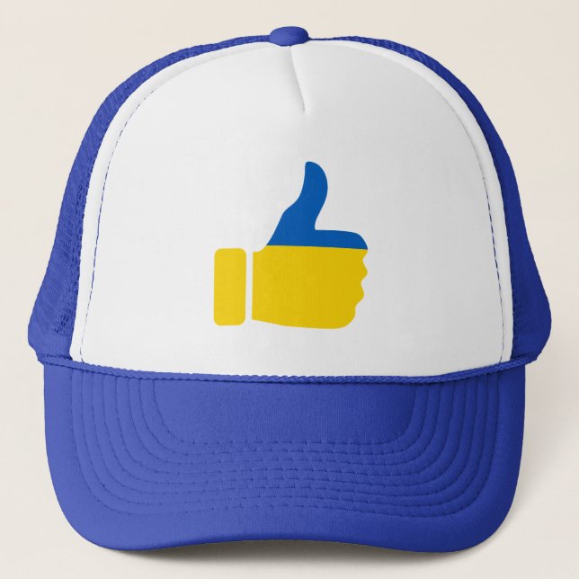 Thumbs Up Ukraine Trucker Hat (Front)