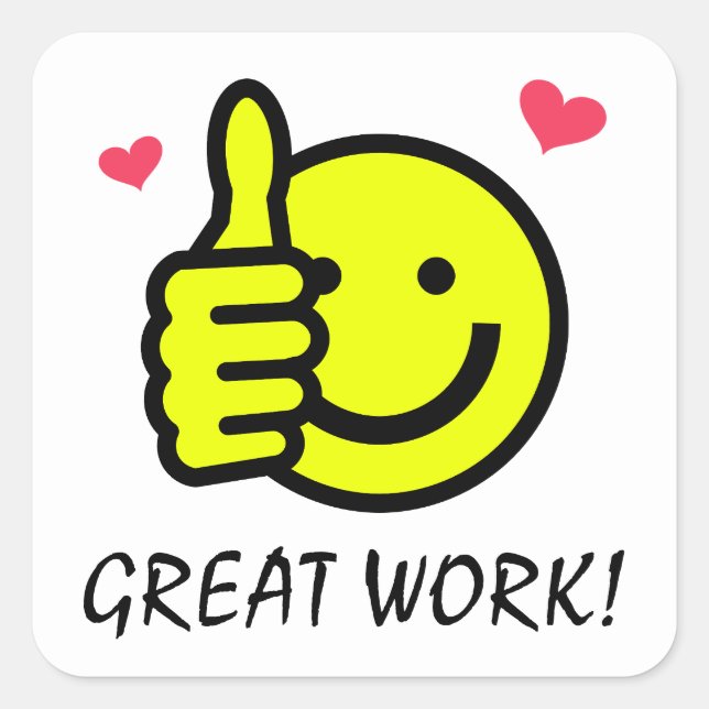 Thumbs Up Yellow Happy Smile Face Square Sticker (Front)