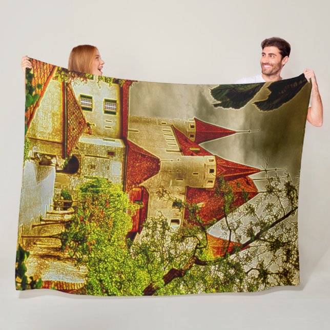 Thun Castle, Switzerland Acrylic Art Fleece Blanket (In Situ)