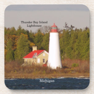 Thunder Bay Island Lighthouse 6 plastic coasters