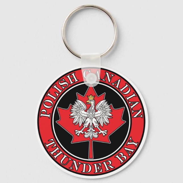 Thunder Bay Round Polish Canadian Leaf Key Ring (Front)