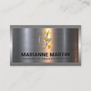 Thunder Bolt Electricity Plug Metal Aluminium Business Card