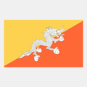 Thunder Dragon National Flag of Bhutan Rectangular Sticker