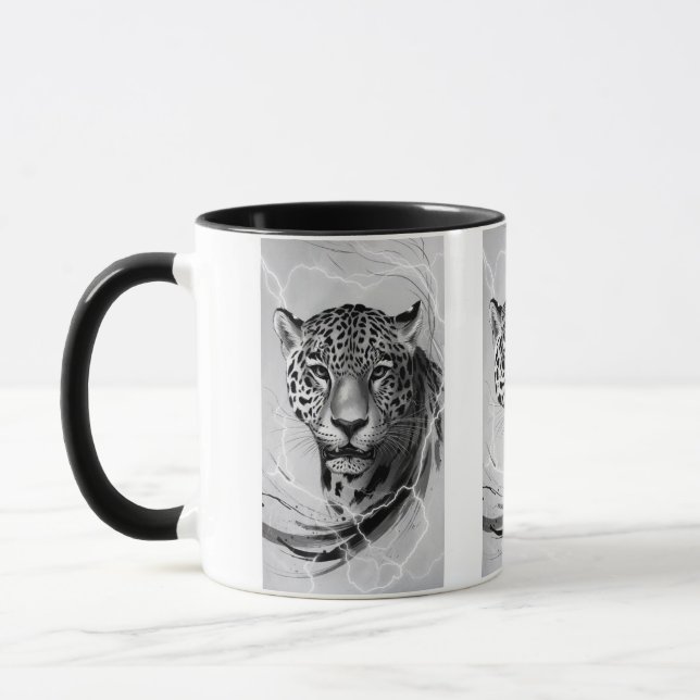 Thunder Leopard – Power and Lightning Art Mug (Left)