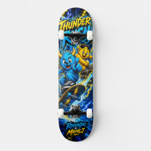Thunder Rush Neon Lightning Street Skate Art Skateboard