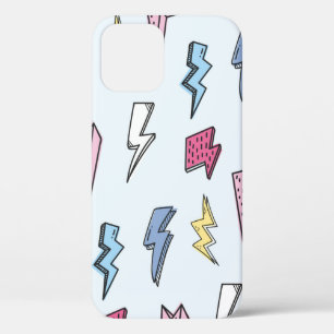 Thunder seamless background vintage illustration iPhone 12 case