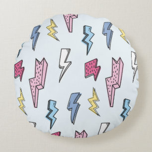 Thunder seamless background vintage illustration round cushion