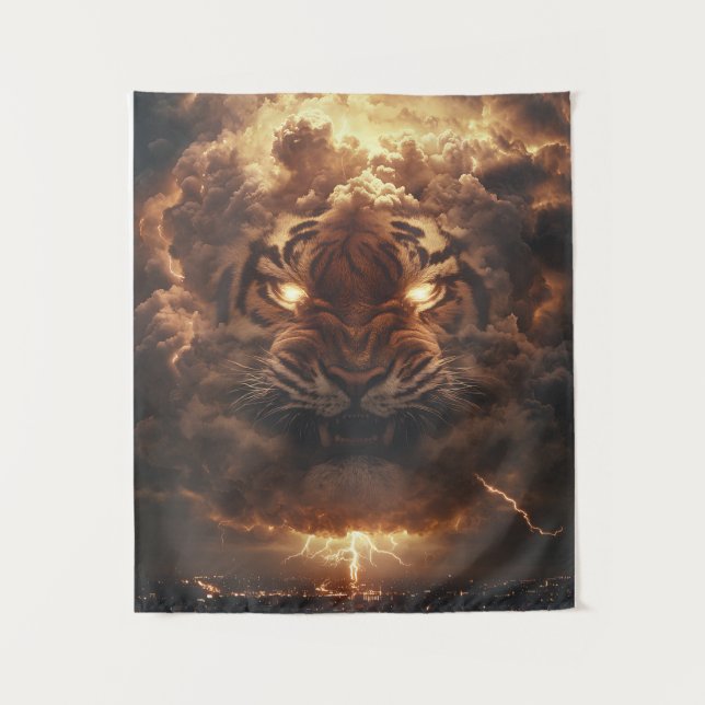 Thunder Tiger Rising from the Storm Tapestry (Front)