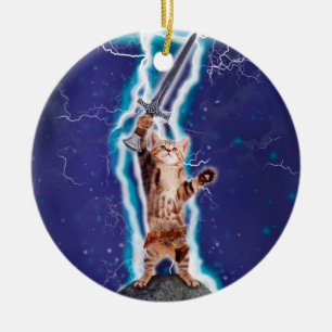 Thunder warrior cat ceramic ornament