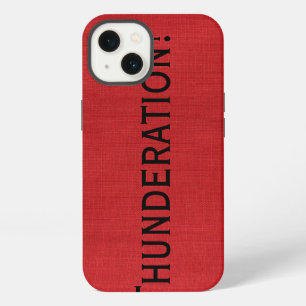 Thunderation! bold black text on Red Linen Photo iPhone 13 Case