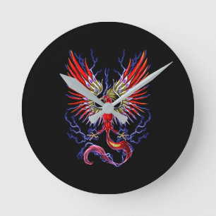 Thunderbird Cryptid Creature Round Clock