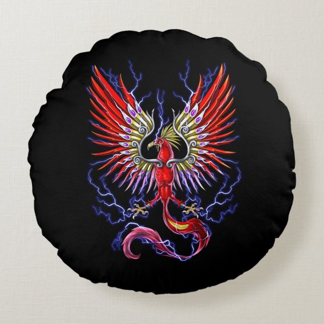 Thunderbird Cryptid Creature Round Cushion (Front)