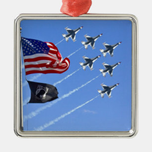 Thunderbird Jets USA MIA/POW Flag Metal Ornament