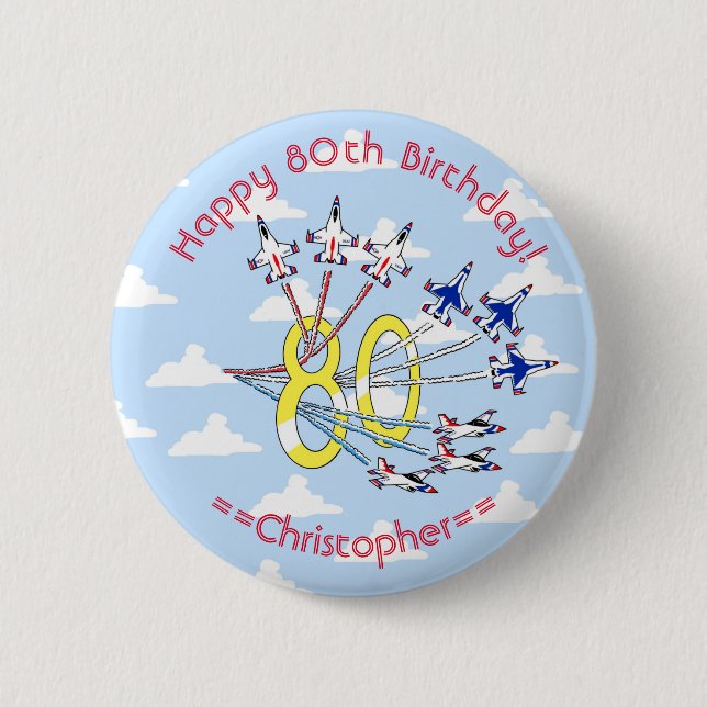 Thunderbirds 80th Birthday Badge (Blue Sky) (Front)
