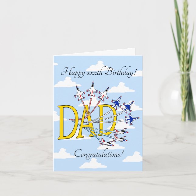 Thunderbirds Dad Customizable Birthday Blue Sky  Card (Front)