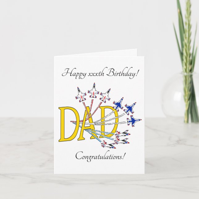 Thunderbirds Dad Customizable Birthday Plain Card (Front)