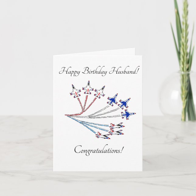Thunderbirds Husband Birthday Card White (Front)