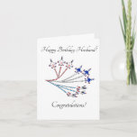 Thunderbirds Husband Birthday Card White<br><div class="desc">What better way to celebrate Husband's special birthday than with a fly-past by the Thunderbirds aerobatic jets, famed for their breath-taking aerial feats, and for their red, white and blue trails, especially when flying across the United States of America.. Send a celebratory fly-past to that relative who loves aircraft, is...</div>