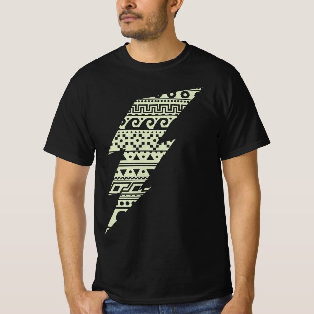 Thunderbolt, Greek Key, Surfer Wave T-Shirt (Front)